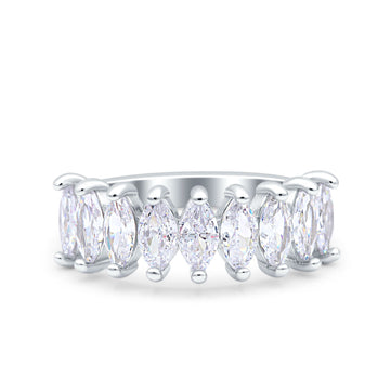 Half Eternity Marquise Ring Wedding Engagement Band Simulated CZ 925 Sterling Silver (7mm)